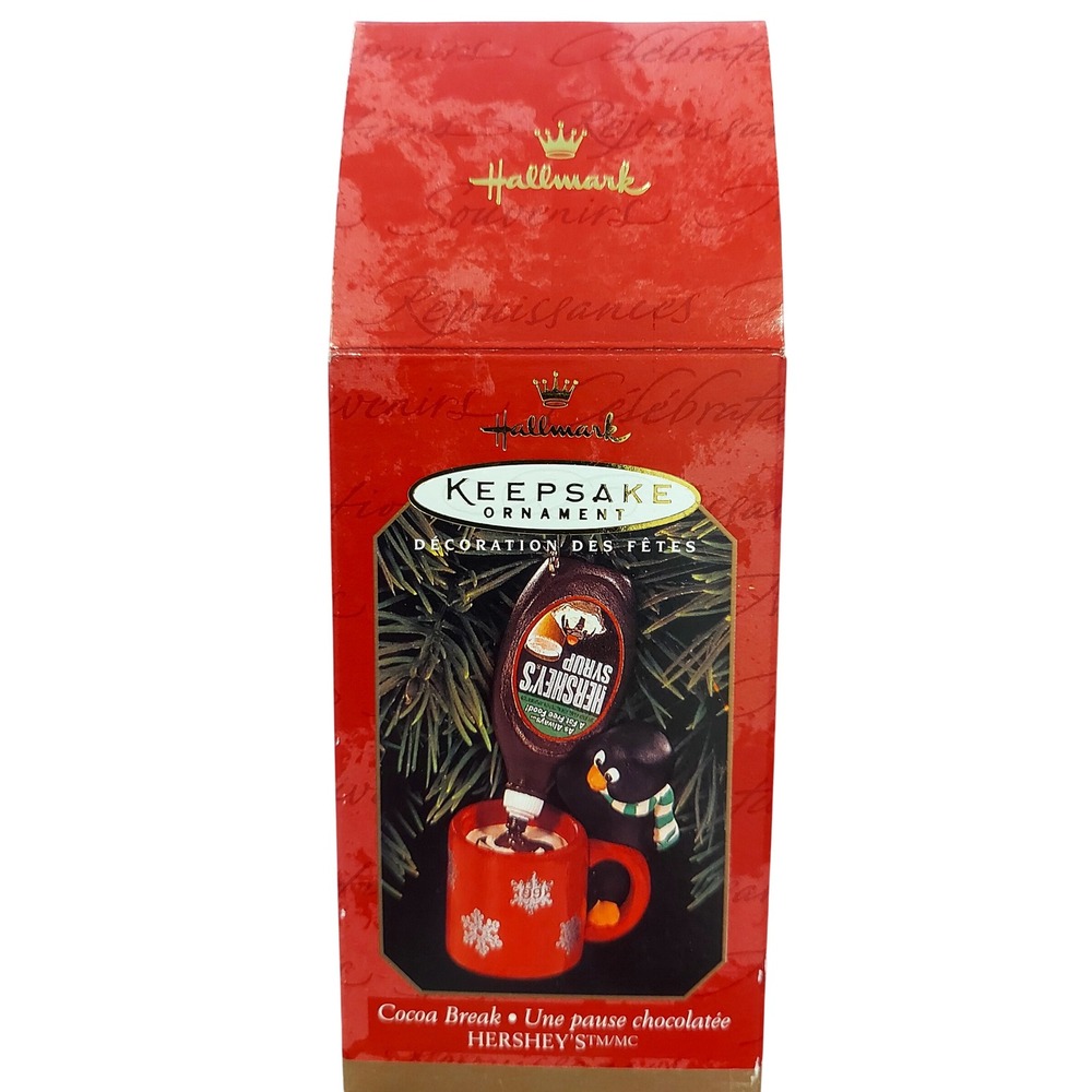 Vintage Hallmark Keepsake 1999 Cocoa Break Hershey's Syrup Penguin Ornament